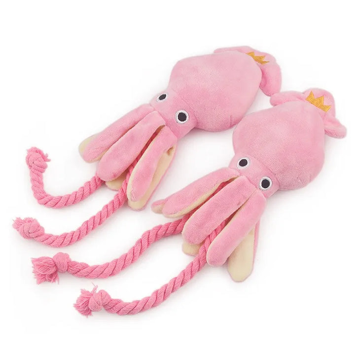 Squid Puppy Chew Toy – Cute Plush Octopus with Rope