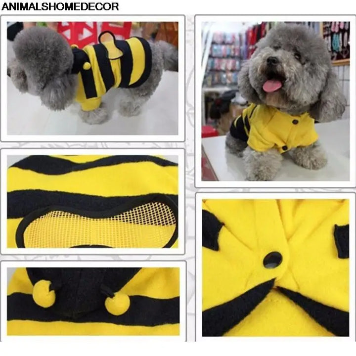 Bee Print Pet Clothes – Soft Fleece Outfit