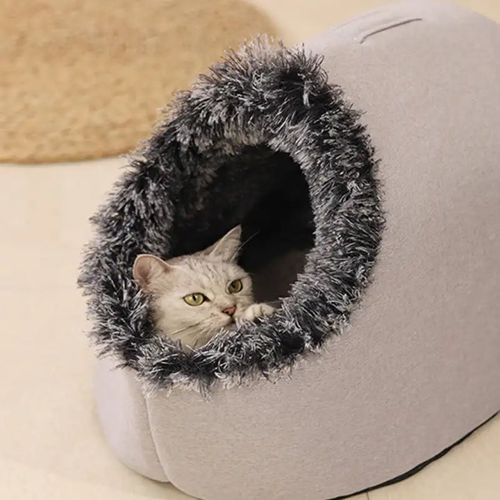 Portable Warm Cat Bed – Thickened Winter Pet Sleeping Nest with Handle