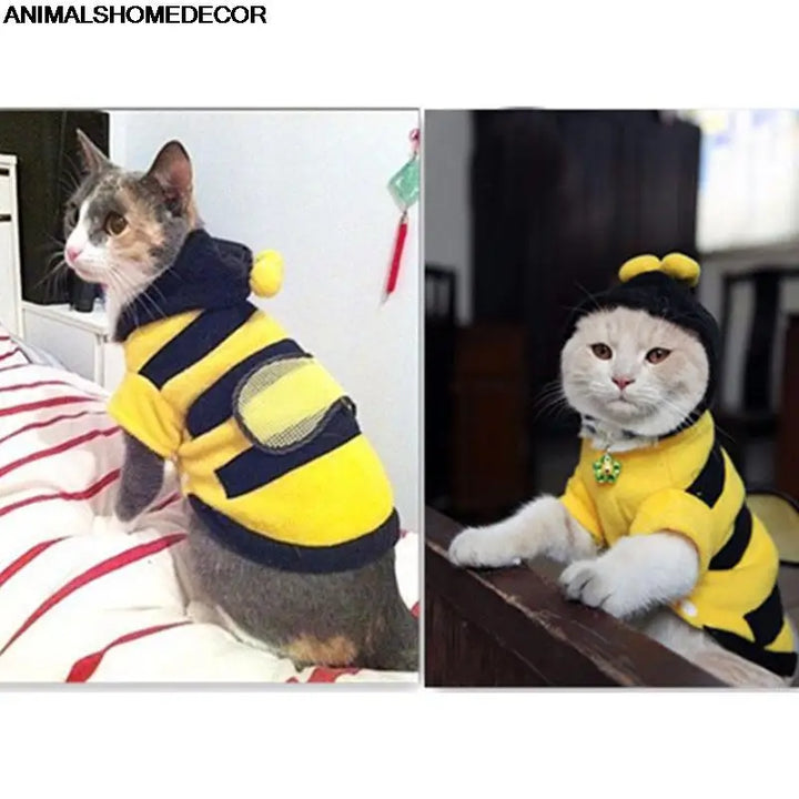 Bee Print Pet Clothes – Soft Fleece Outfit