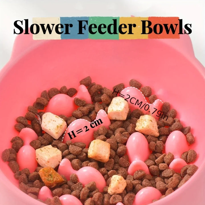 Elevated Cat Bowl – Slow Feed, Anti-Choking & Anxiety Relief 🐱🍽️