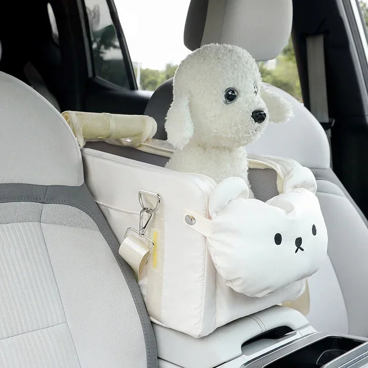 Pet Car Seat & Carrier – Armrest Booster with Strap for Dogs & Cats