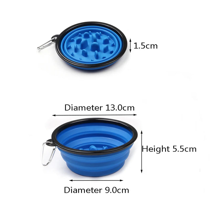 1000ML Foldable Dog Slow Feeder Bowl with Buckle – Travel Pet Bowl