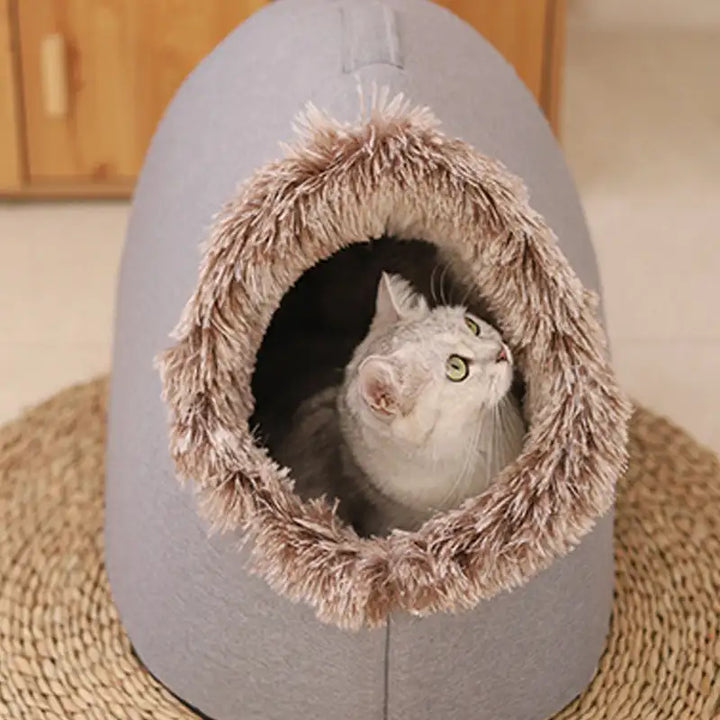 Portable Warm Cat Bed – Thickened Winter Pet Sleeping Nest with Handle