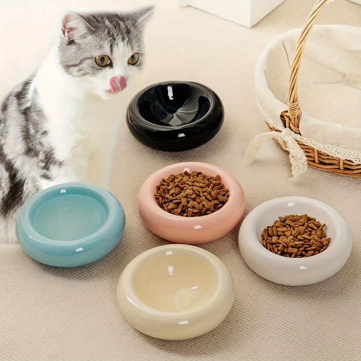 Ceramic Donut Cat Bowl – Non-Slip, Anti-Fall, Stylish Food Dish 🐾