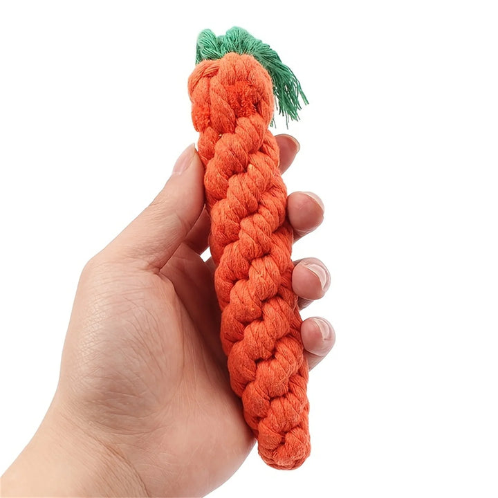 Carrot Rope Chew Toy – Bite-Resistant Cotton Toy for Small Dogs,